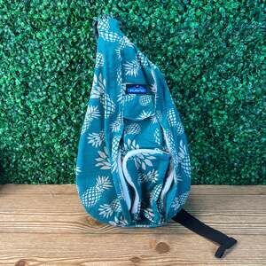 Kavu Original Rope Sling Bag Pineapple Passion Green Tan Adjustable Strap